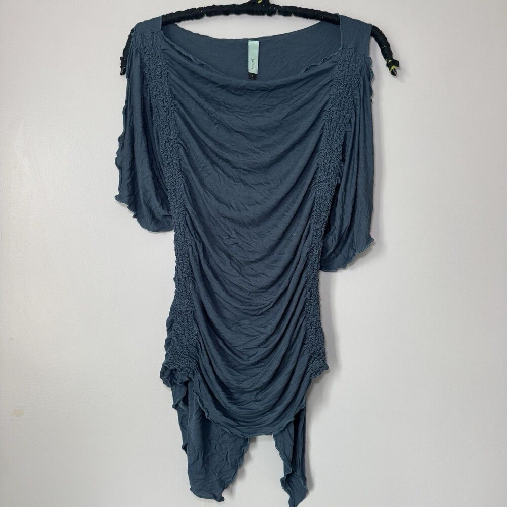 Women's Jaloux Turquoise Asymmetrical Cowl Neck Sleeveless Top High Low Sz M